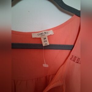 Como Blue Peach Cap Sleeve Blouce